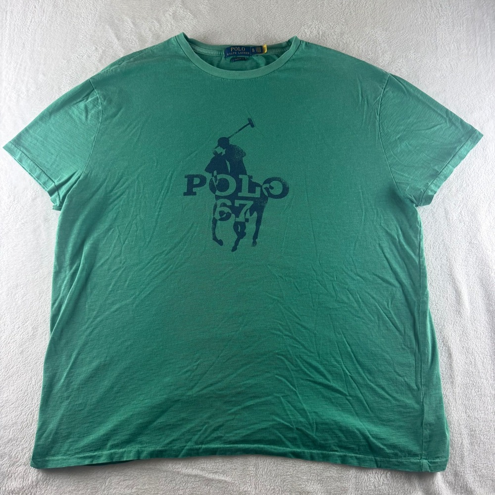 Polo Ralph Lauren Graphic T-Shirt Big Pony Green Mens XL Classic Fit Cotton